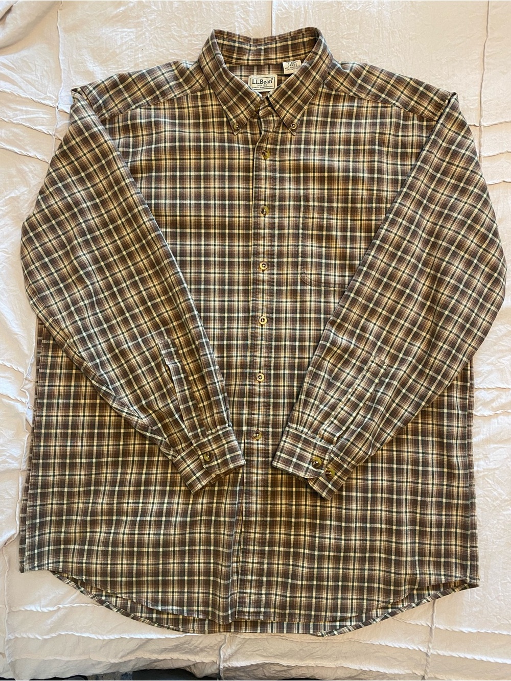 L.L. Bean Men's Brown Plaid Button-Down Shirt